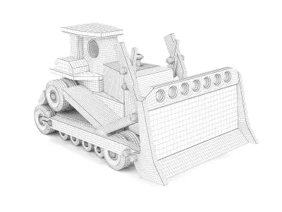Wooden toy bulldozer 08 3D model