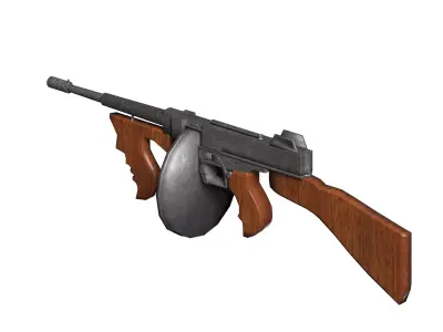 Thompson Sub Machine Gun m1928 Low-poly 3D model
