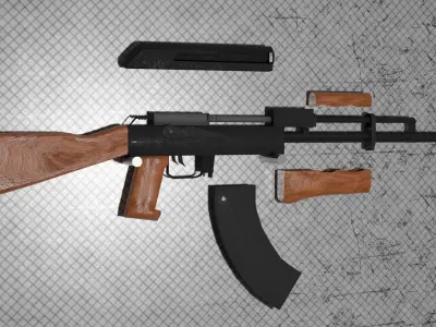 ak 47 and a steel wall 3D model