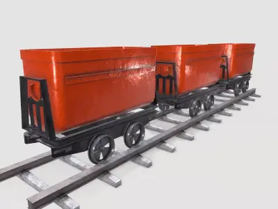 Mine Wagon 4 Low-poly 3D model