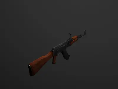 AK-47 Gun Realistic 3D Model rig Low-poly 3D model