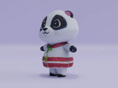 Panda Cute Baby Kawaii Low-poly 3D model