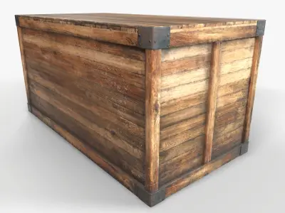 Retro Wooden Crate Game Ready PBR Textures Low-poly 3D model