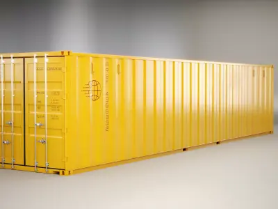 Intermodal Shipping Container 40-foot-long Yellow Low-poly 3D model