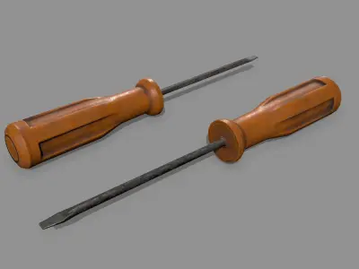 screwdriver wooden Low-poly 3D model