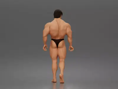 The muscular Arnold walks forward showcasing sculpted physique 3D print model