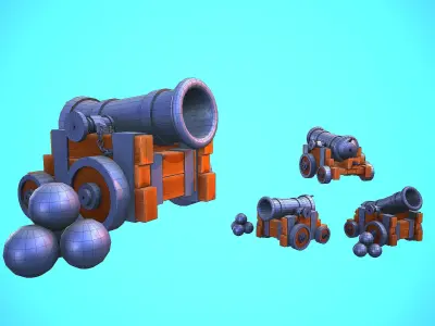 STYLIZED CANNON CARTOON STYLIZED REALISTIC Low-poly 3D model