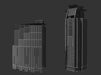 lowpoly buildings set1  Low-poly 3D model