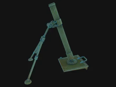 Mortar military weapon Low-poly 3D model