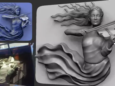 GIRL PLAYING THE VIOLIN-WAll art statue 3D print model