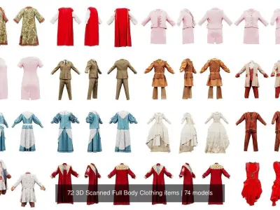 72 3D Scanned Full Body Clothing items 3D Model Pack