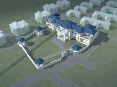 Villa mansion 3D model 5
