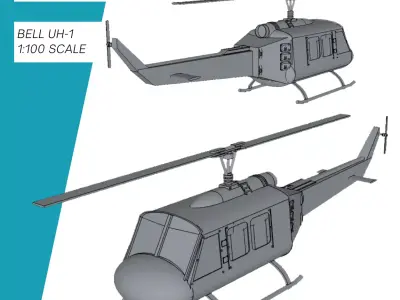 Bell UH 1 USA 3D print model