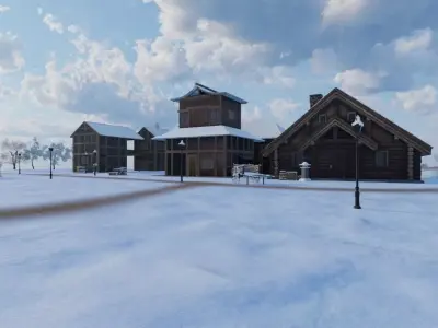 Winter Village Retreat 3D model