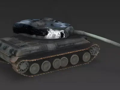 Rust-Eaten Abandoned Battle Tank 3D Model Low-poly 3D model