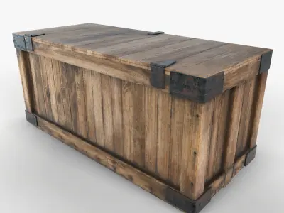 Wooden Retro Crate Game Ready PBR Textures Low Poly Low-poly 3D model