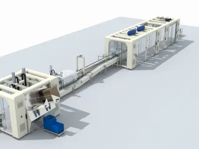 Automated Packaging Production Line For Fresh Milk 3D model