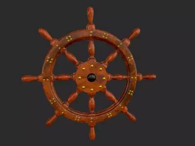 Shipwheel wooden ship wheel Free low-poly 3D model