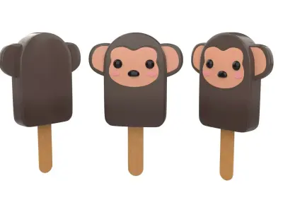 Cartoon Monkey Ice Cream Cute Low-poly 3D model