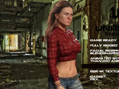 Zombie Hunter full rigged - game ready - animated Low-poly 3D model get