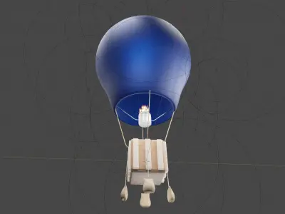 Hot air balloon in flight 3D model