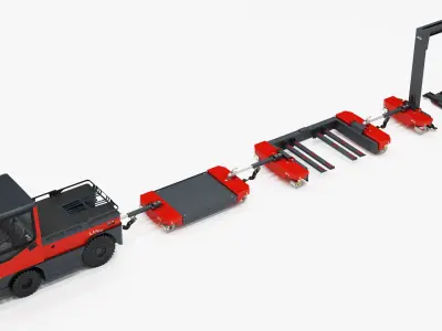 Linde P250 Industrial Logistic Train System 3D model