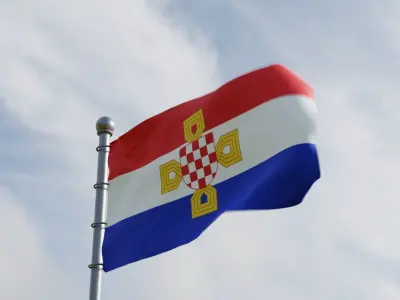 Animated Croatia Flags 3D model