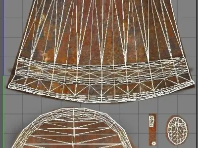 Rusty metal lowpoly bucket Low-poly 3D model