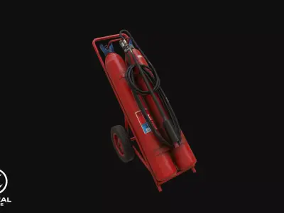 Wheeled Fire Extinguisher Low-poly 3D model