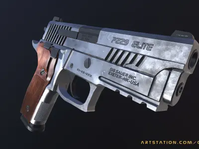 Sig Sauer P229 ASE 9mm Pistol Low-poly 3D model