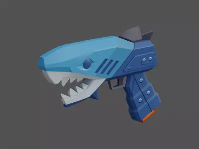Shark Blue Pistol Game Ready 3D Model Low-poly 3D model