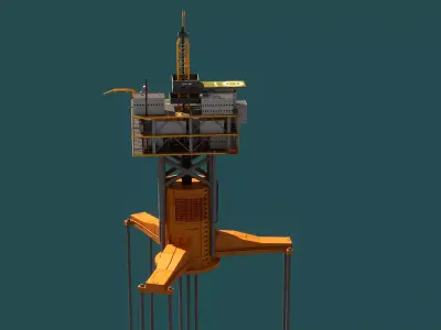 TPL Tension Leg Oil Platform Low-poly 3D model