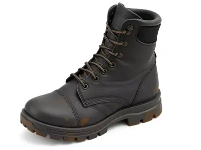 Realistic Scuffed Black Combat Boot Low-poly 3D model