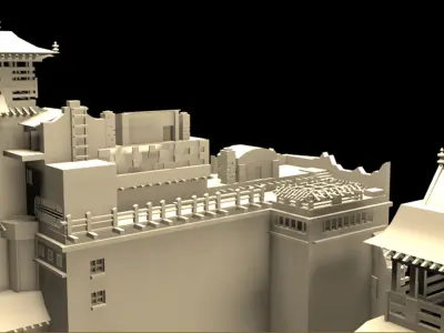 japanese  style castle kingdom Low-poly 3D model