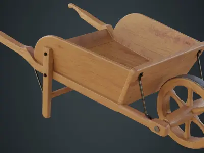 Wheelbarrow 4C Low-poly 3D model