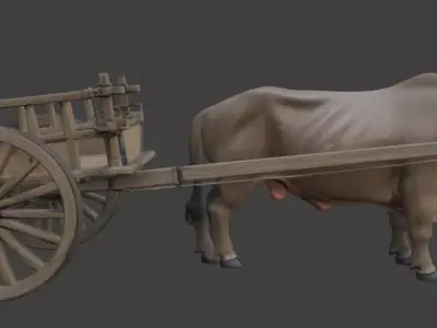 Realistic Bullock Cart 3D Model 3D model purchase