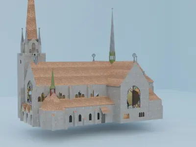 3D church modeling Free low-poly 3D model