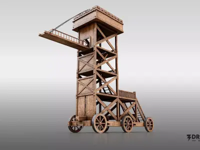 Medieval Siege Tower - Historical Siege Weapon Low-poly 3D model