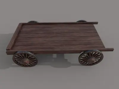 Wooden Cart Low-poly 3D model 23