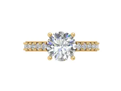 Solitaire Engagement Art Deco Ring 3D print model 61