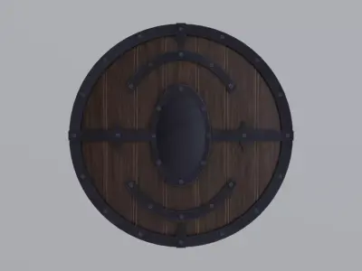 Medieval round wooden shield Low-poly 3D model get