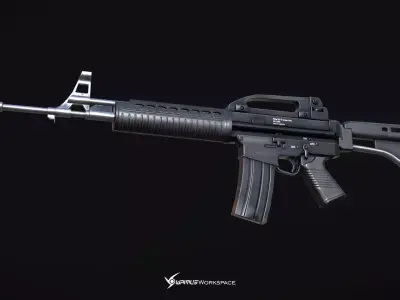 Pindad SS2-V2 Assault Rifle Low-poly 3D model