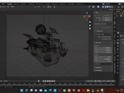 Futurama-ship 3D model Render In blender Low-poly 3D model
