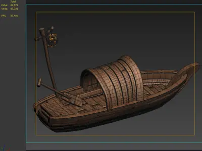 Wooden Boat boat cartoon boat raft 3D model
