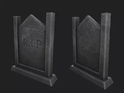 Gravestone Low-poly 3D model 2