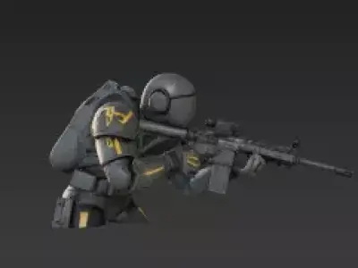 99 - Galactic Freedom Soldier Crouching with Rifle - 28 3D print model
