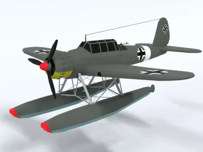 Low Poly Cartoon Arado Ar 196 WWII Airplane Low-poly 3D model