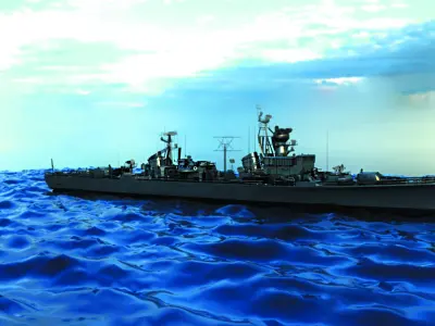 Destroyer Warship on the Sea 3D model