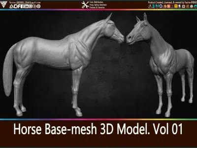 Horse Base-mesh 3D Model Vol 01 Low-poly 3D model