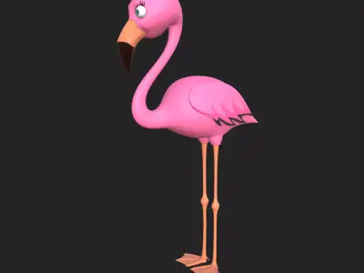 Flamingo cartoon 02 3D model